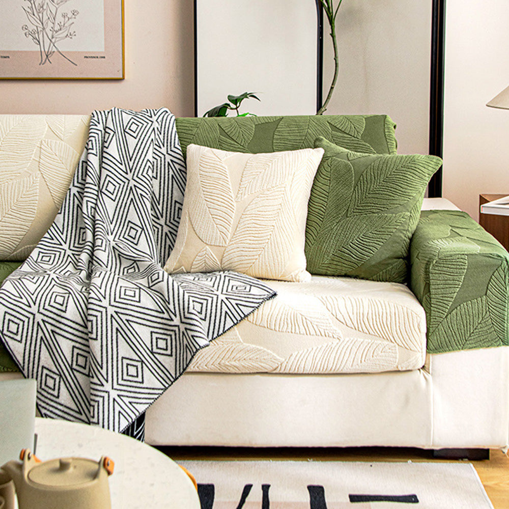 Stretch Velvet Couch Slipcover with Botanical Print – Stain-Proof & Pet-Friendly | Thomler