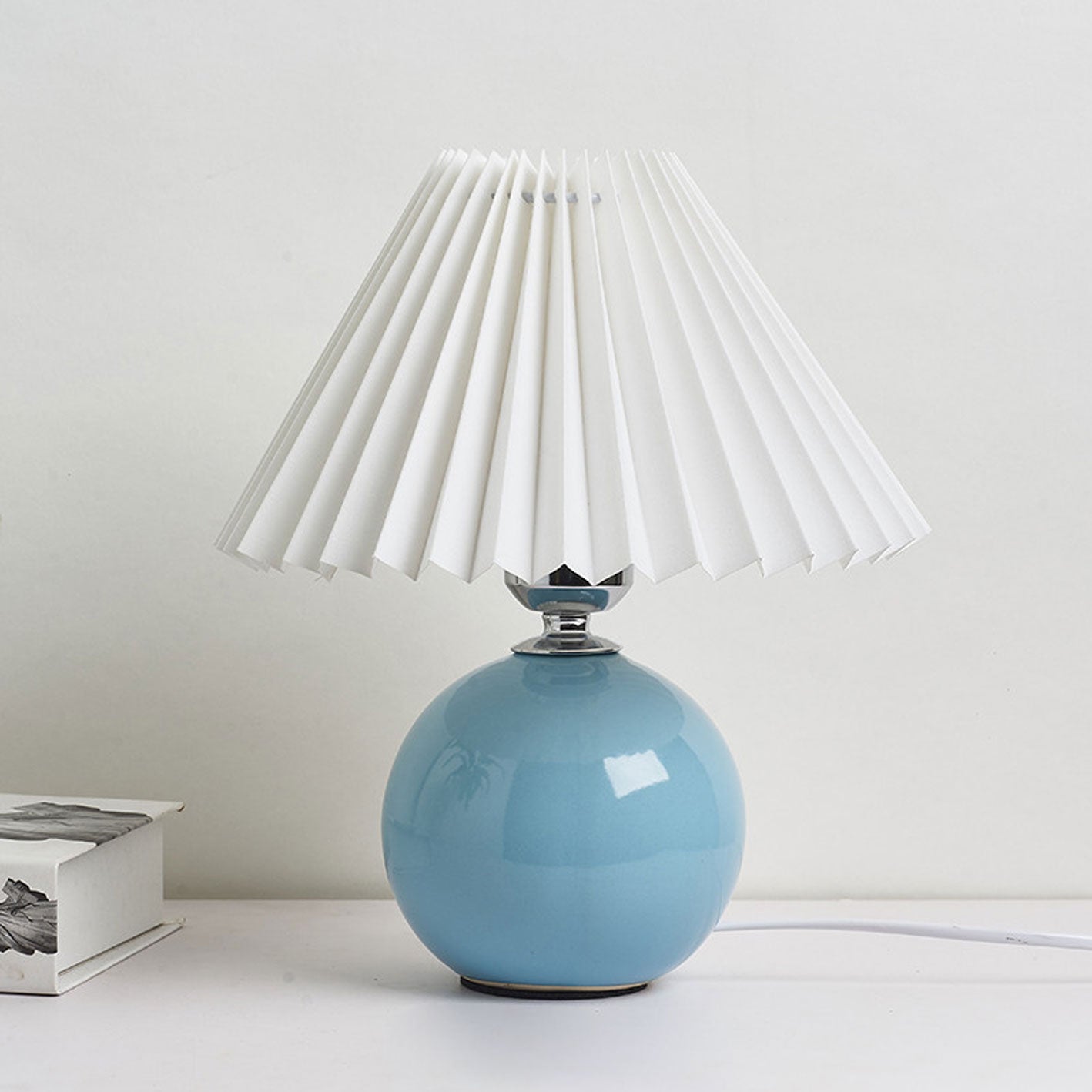 Table Lamp Ceramic 11 in x 9.5 in Modern Bedside Living Room Study LED E26 Fabric Shade | Thomler