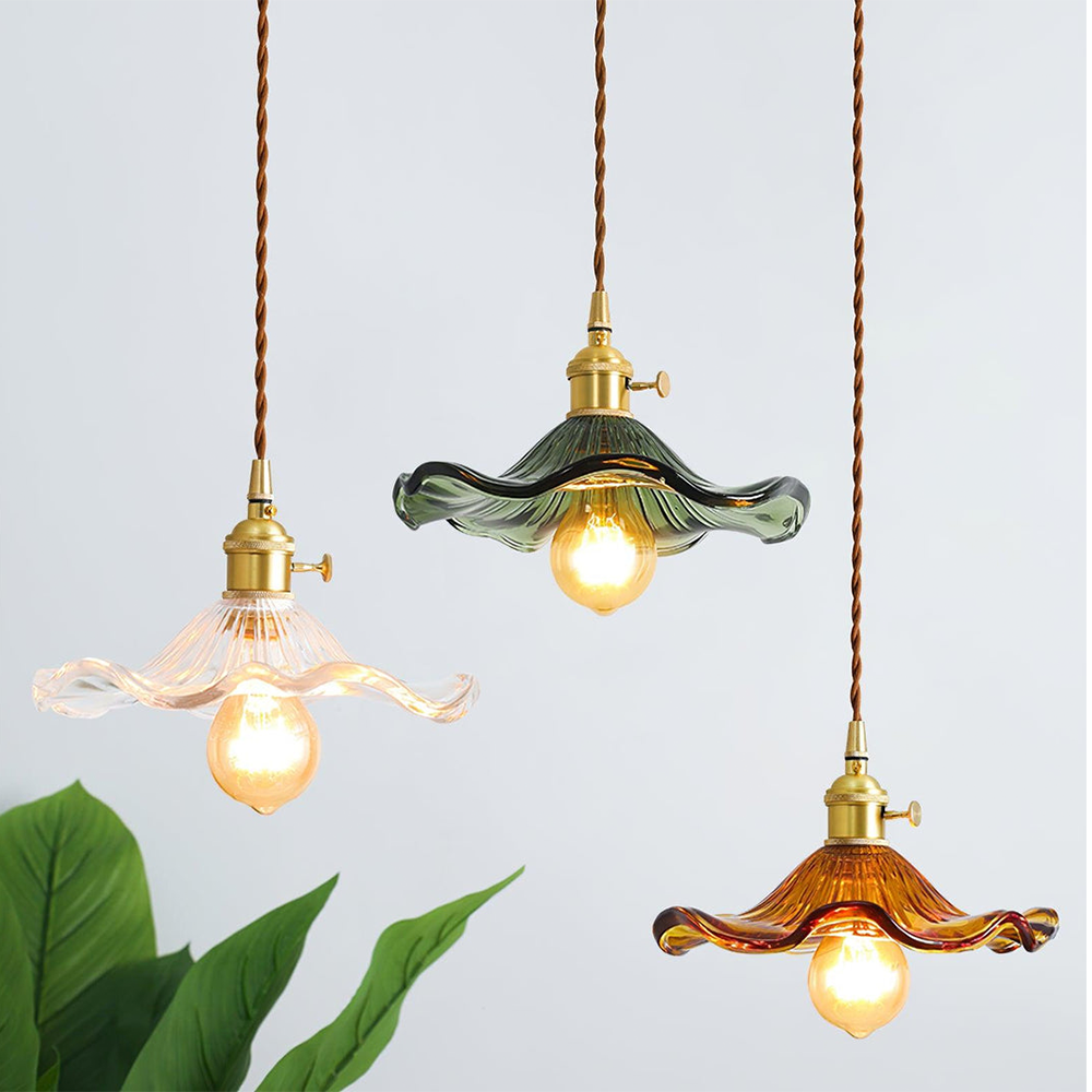Pendant Light Glass Flower LED Hanging Lamp Living Room Bedroom Dining Room Decorative Ceiling Lighting | Thomler