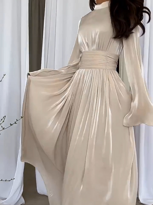 Artistic Ankle-Length Dress with Graceful Drape for Women | Thomler