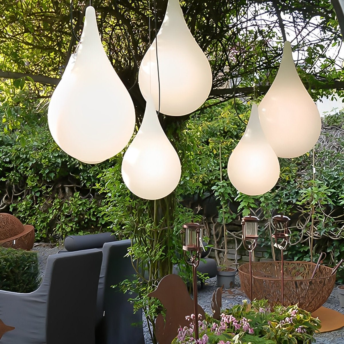 Pendant Light Plastic Teardrop 24.0 cm White Outdoor Patio Pergola Waterproof Hanging Garden Light RGB LED | Thomler
