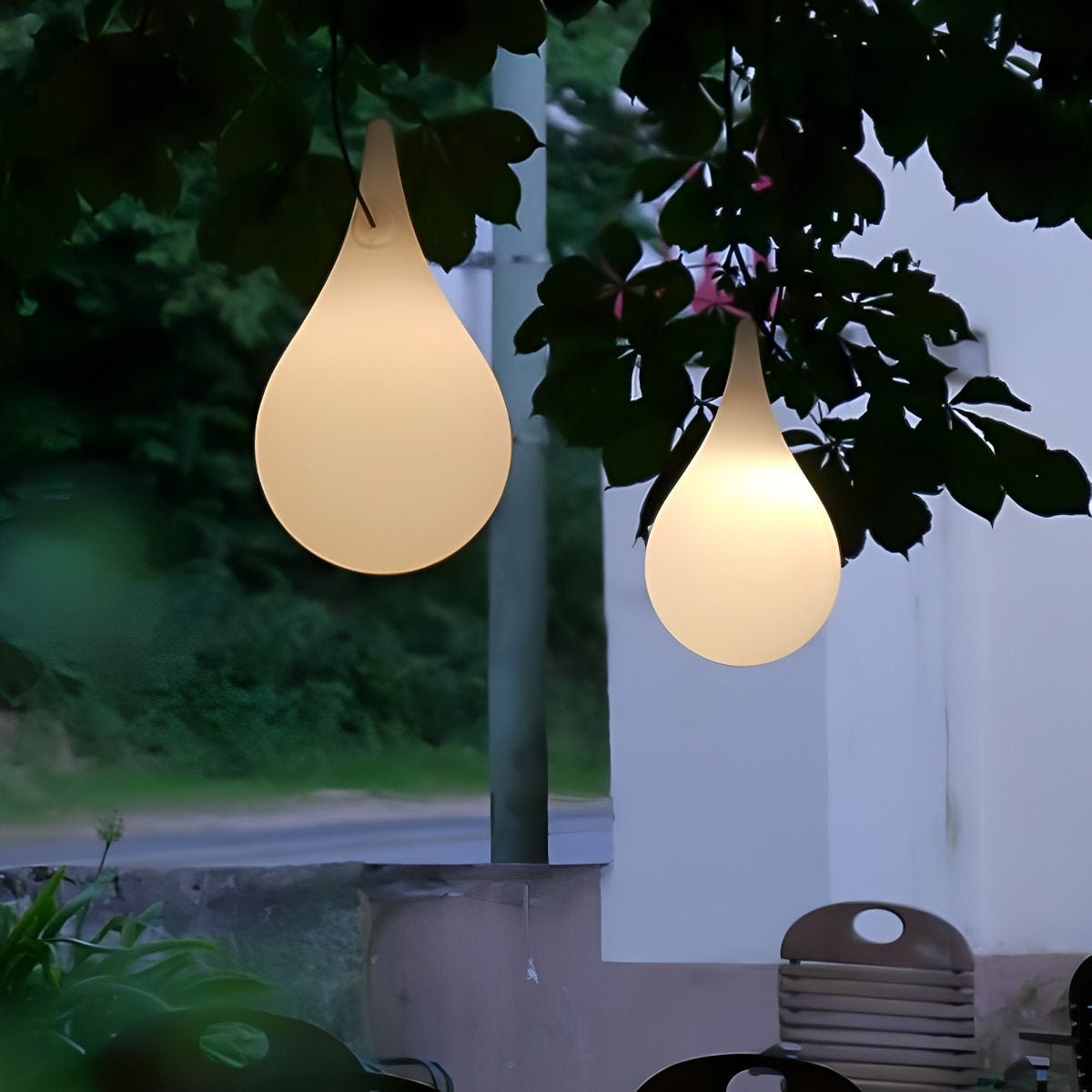 Pendant Light Plastic Teardrop 24.0 cm White Outdoor Patio Pergola Waterproof Hanging Garden Light RGB LED | Thomler