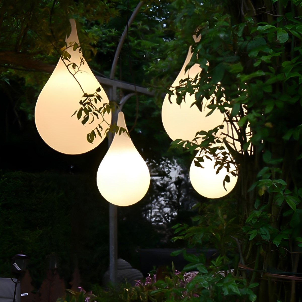 Pendant Light Plastic Teardrop 24.0 cm White Outdoor Patio Pergola Waterproof Hanging Garden Light RGB LED | Thomler