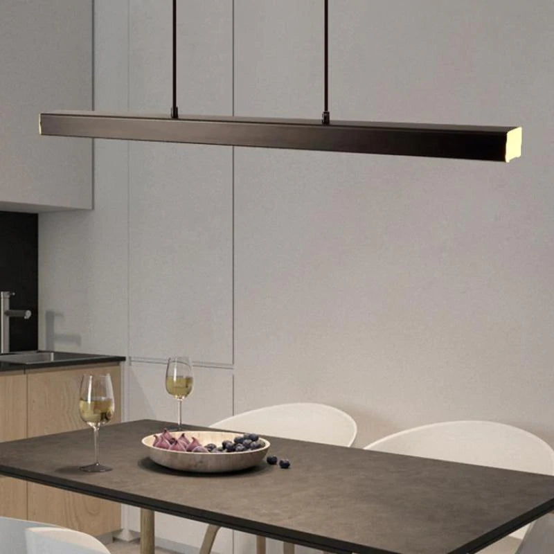 Pendant Light Metal Acrylic 150.0 cm Black Dining Table Kitchen Island Linear LED Hanging Ceiling Lamp | Thomler