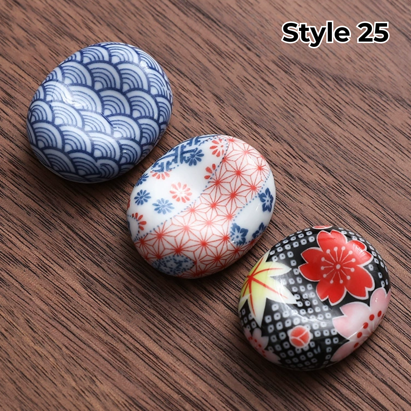 Porcelain Utensil Holders with Animal and Fruit Designs for Asian Dining – Set of 3 Decorative Tabletop Rests | Thomler
