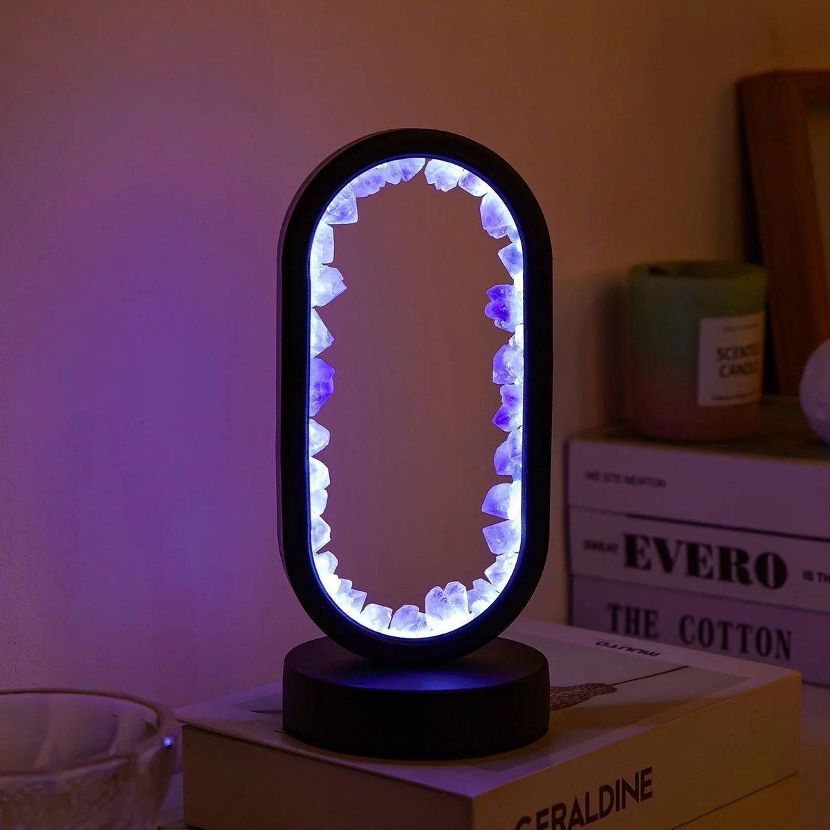 Genuine Crystal Stone Mood Lamp for Relaxation & Meditation, Handcrafted Mineral Accent Light for Home Décor | Thomler
