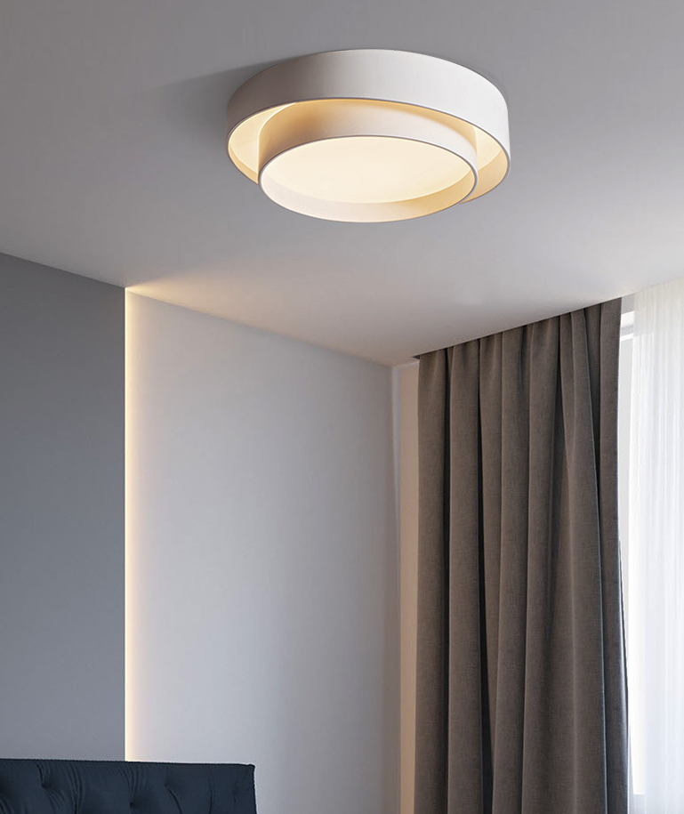 Round LED Ceiling Light 16-24 Inch White Metal Flush Mount Modern Dimmable Fixture for Bedroom Living Room Kitchen | Thomler