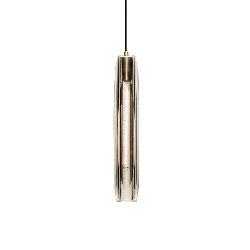 Pendant Light Glass Cylinder 15 in Adjustable Hanging Bedroom Dining Room Ceiling Fixture Modern Minimalist Lighting | Thomler