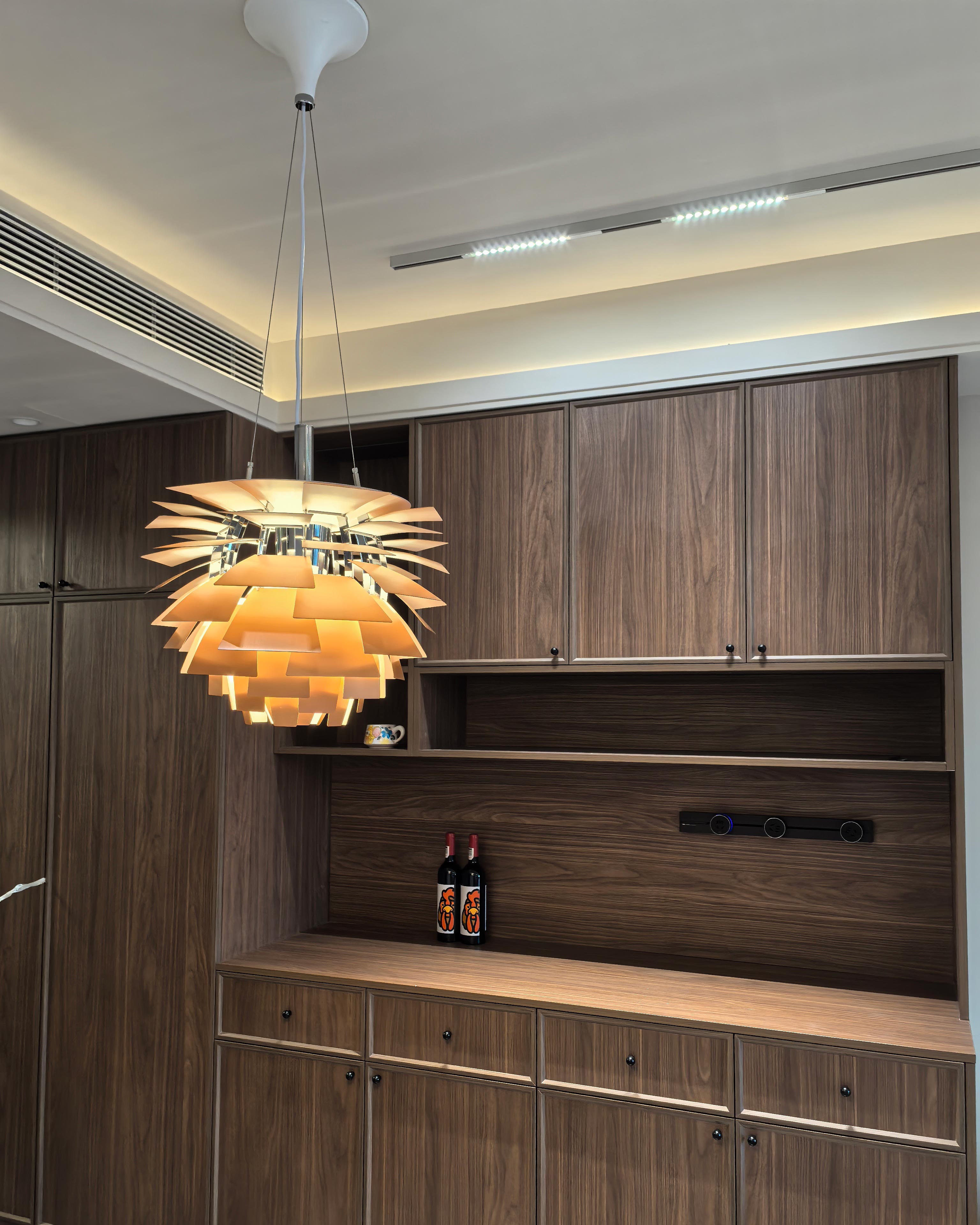 Pendant Light Metal Pinecone 20 in Adjustable Living Room Dining Area Chandelier Decorative Ceiling Fixture | Thomler