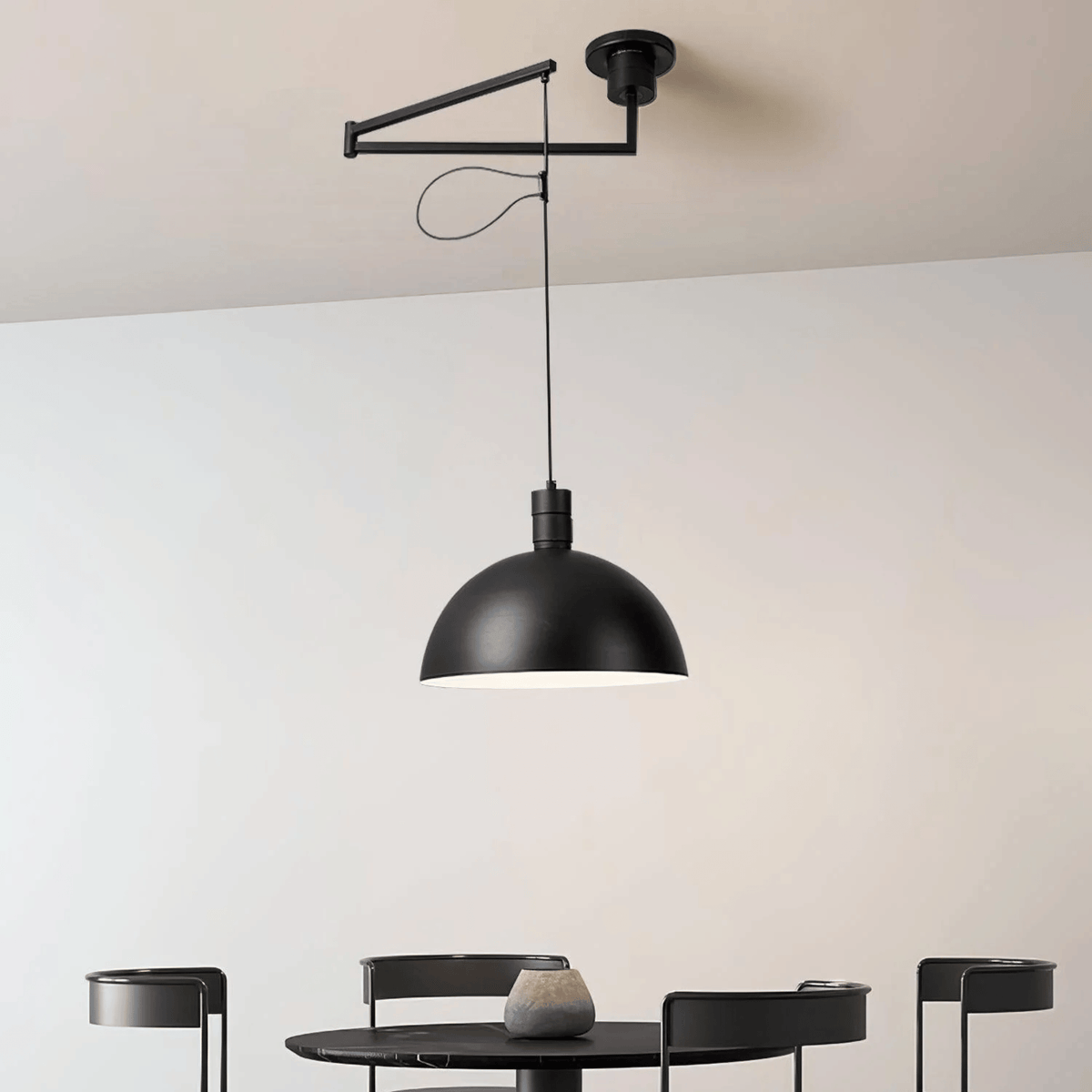 Articulating Chrome Pendant with Retractable Arm – Island & Studio Light | Thomler