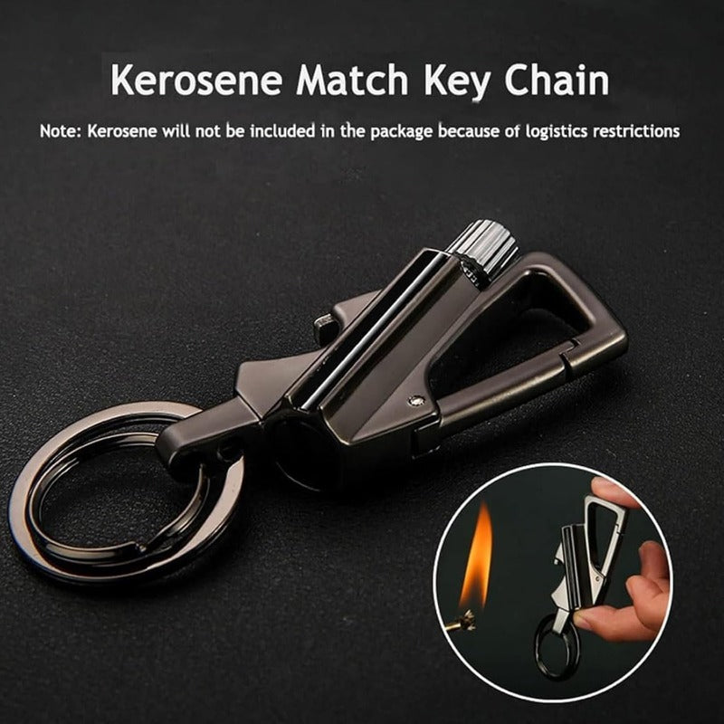 Permanent Match Keychain Zinc Alloy 9.0 cm Compact Outdoor Survival Tool Black Silver Gold | Thomler