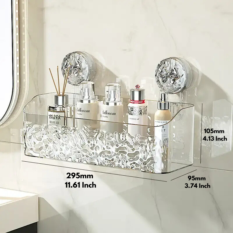 Suction Cup Bathroom Caddy Organizer – No Drill Wall Storage for Shower & Tile | Strong Hold on Smooth Surfaces | Thomler