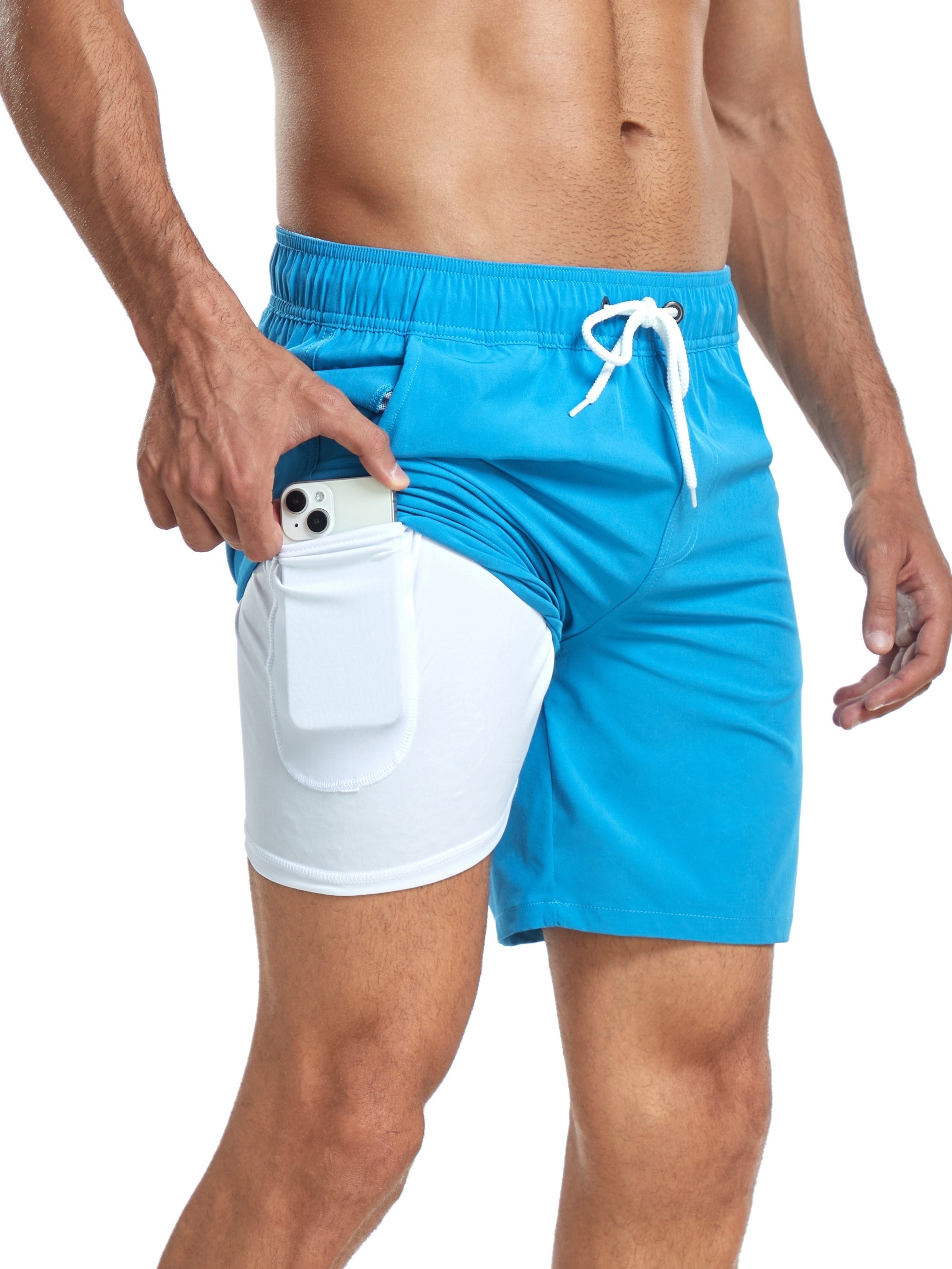 Men's Quick-Dry Swim Trunks with Phone Pocket | Stretch Board Shorts for Beach & Pool | Athletic Leisure Swimwear | Thomler