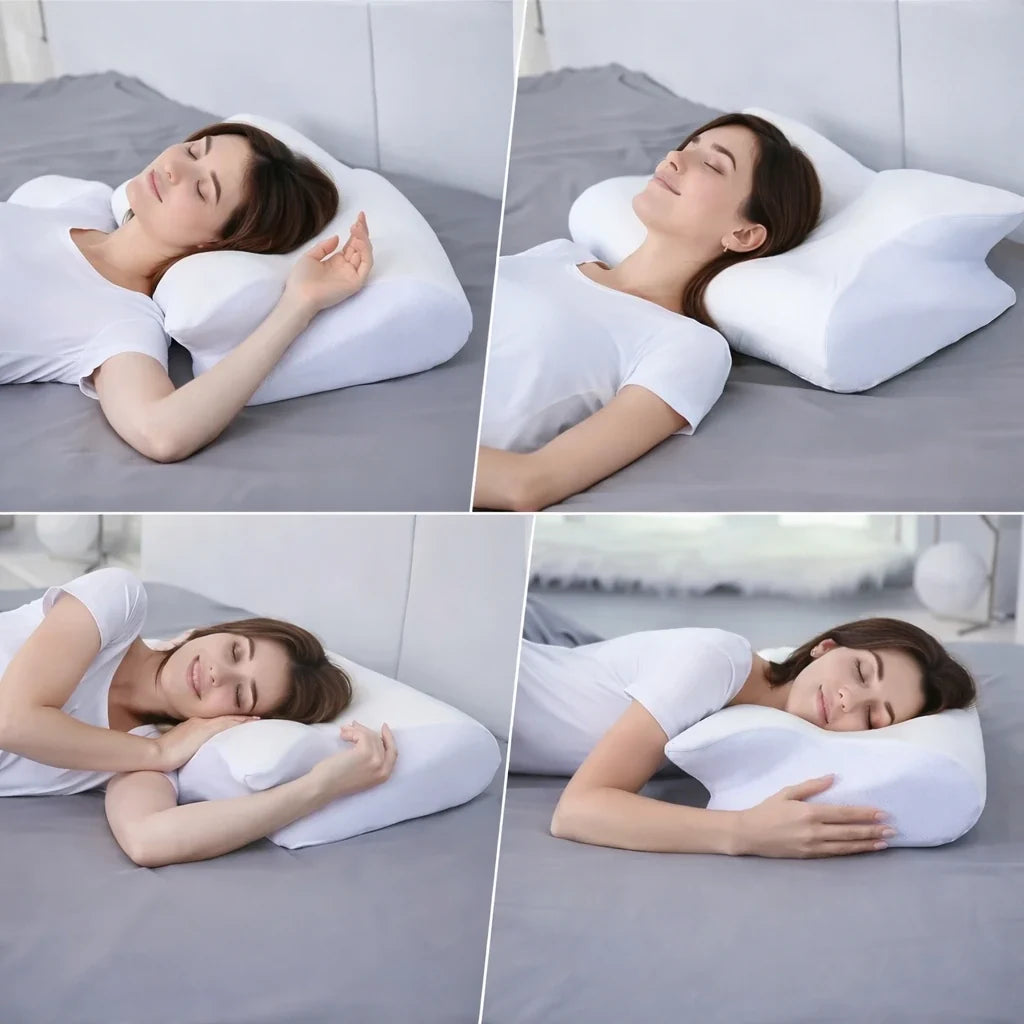 Contoured Memory Foam Sleep Pillow for Neck Alignment & Spinal Support – Dual-Height Design for Back, Side & Stomach Sleepers – Reduces Morn | Thomler