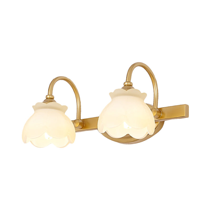 Colonial Wall Sconce Vanity Light with Floral Shades – Metal Frame in Antique Finish for Bathroom Mirror – G4 LED Compatible – 2, 3, or 4 | Thomler