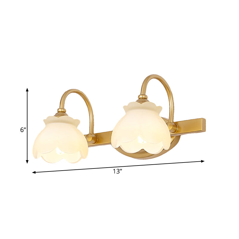 Colonial Wall Sconce Vanity Light with Floral Shades – Metal Frame in Antique Finish for Bathroom Mirror – G4 LED Compatible – 2, 3, or 4 | Thomler