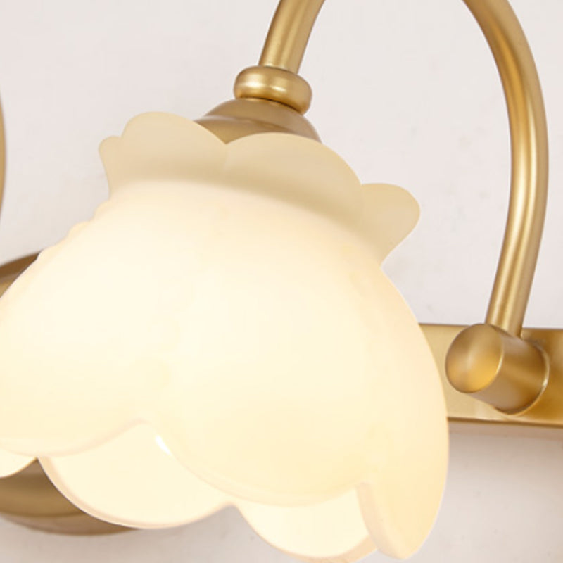 Colonial Wall Sconce Vanity Light with Floral Shades – Metal Frame in Antique Finish for Bathroom Mirror – G4 LED Compatible – 2, 3, or 4 | Thomler