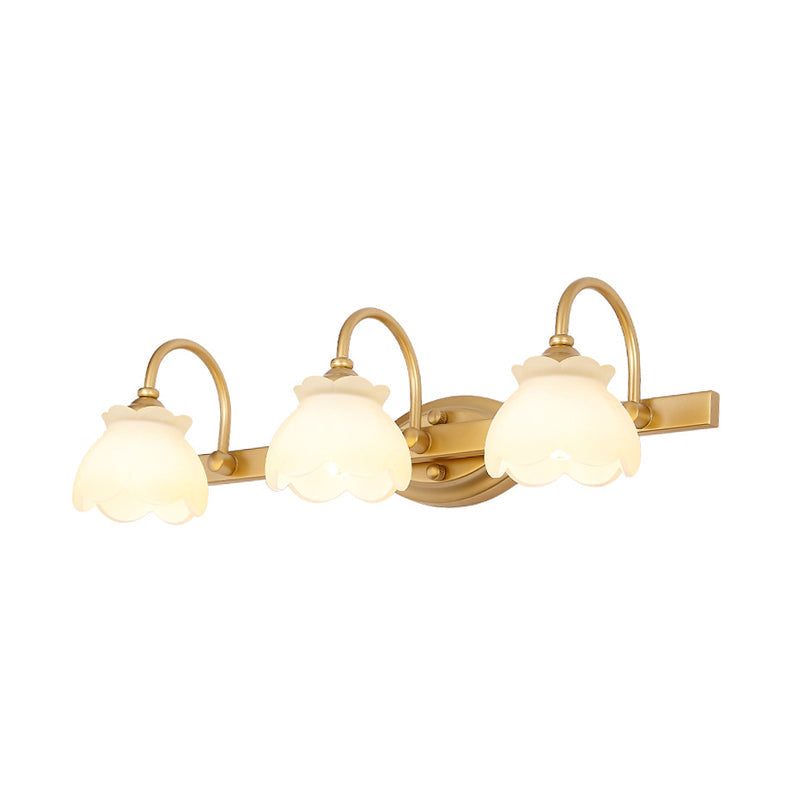 Colonial Wall Sconce Vanity Light with Floral Shades – Metal Frame in Antique Finish for Bathroom Mirror – G4 LED Compatible – 2, 3, or 4 | Thomler