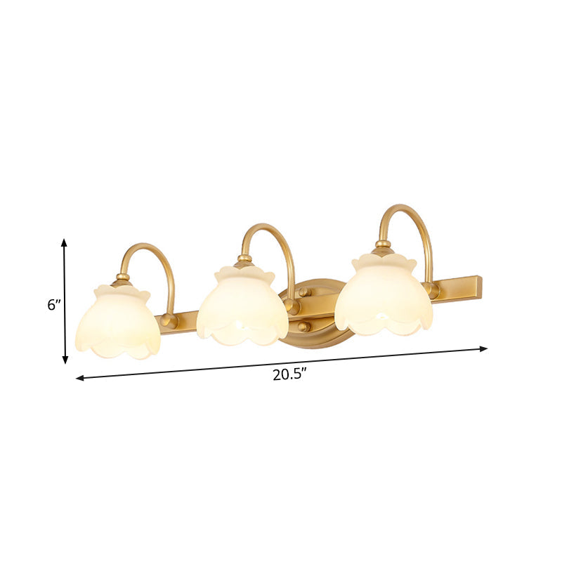 Colonial Wall Sconce Vanity Light with Floral Shades – Metal Frame in Antique Finish for Bathroom Mirror – G4 LED Compatible – 2, 3, or 4 | Thomler
