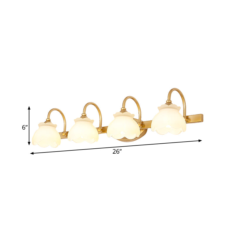 Colonial Wall Sconce Vanity Light with Floral Shades – Metal Frame in Antique Finish for Bathroom Mirror – G4 LED Compatible – 2, 3, or 4 | Thomler