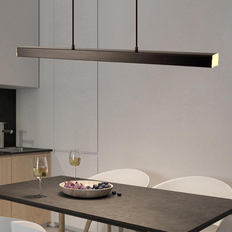 Linear LED Pendant Light Metal Frame Acrylic Diffuser Contemporary Dining Room Kitchen Island Ceiling Fixture Dimmable Modern Hanging Lamp | Thomler