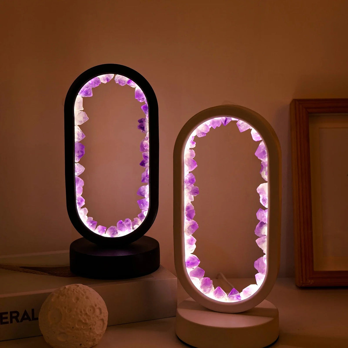 Genuine Crystal Stone Mood Lamp for Relaxation & Meditation, Handcrafted Mineral Accent Light for Home Décor | Thomler