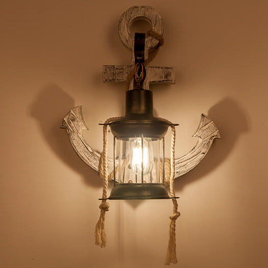 Wall Lamp Iron Wood 12.6 in White Industrial Hallway Living Room Bedroom LED Incandescent Fluorescent Lighting | Thomler