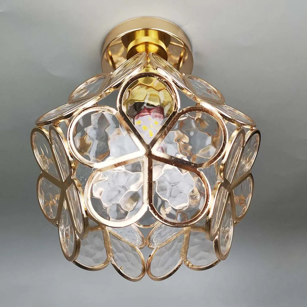 Floral Ceiling Light with Acrylic Petals and Gold Accents for Bedroom, Hallway, Living Room | Thomler