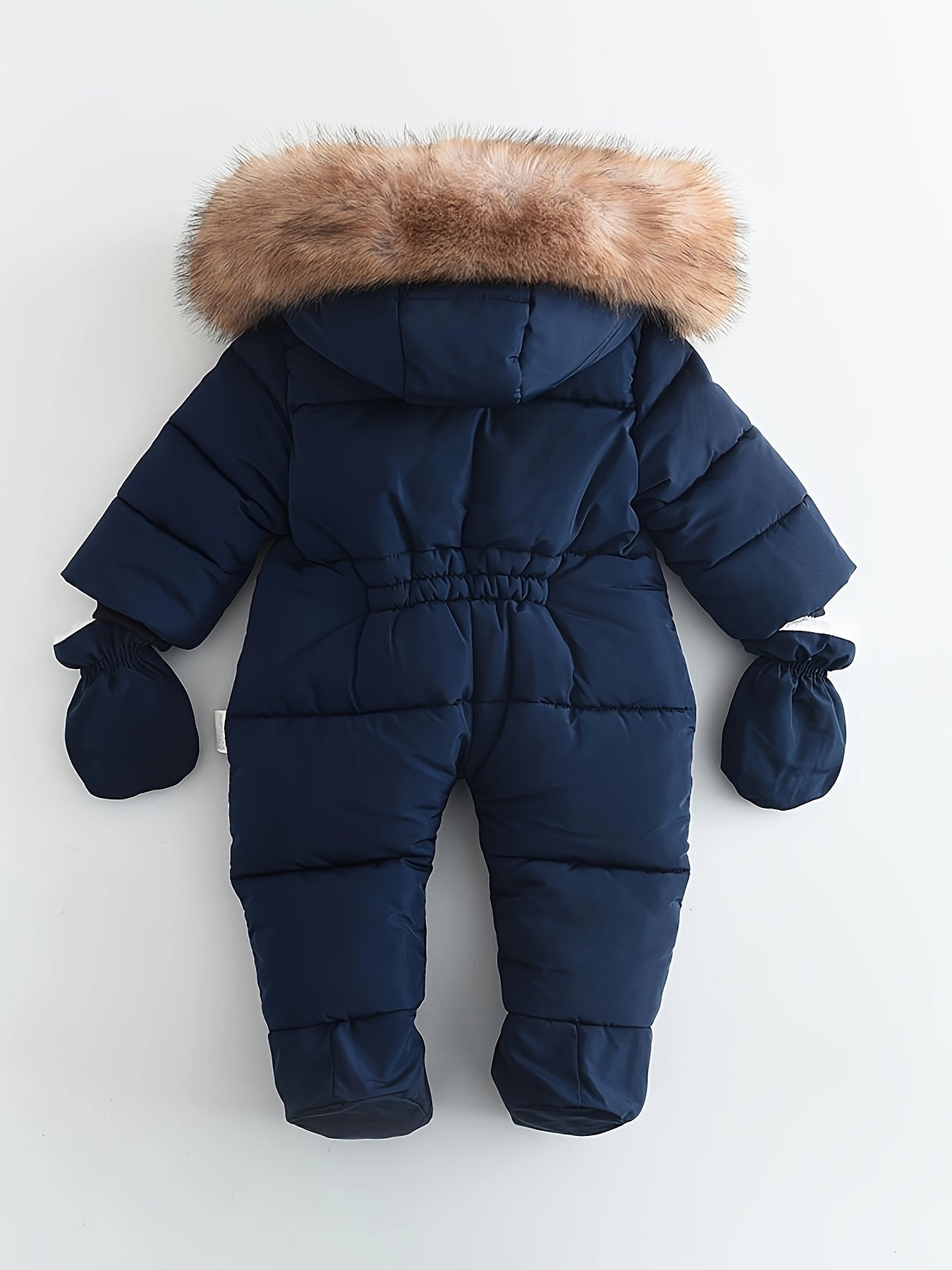 Baby Romper Polyester Cotton Padded Hooded Winter Snowsuit Grey Outdoor Newborn Pram Suit With Hand Warmers | Thomler