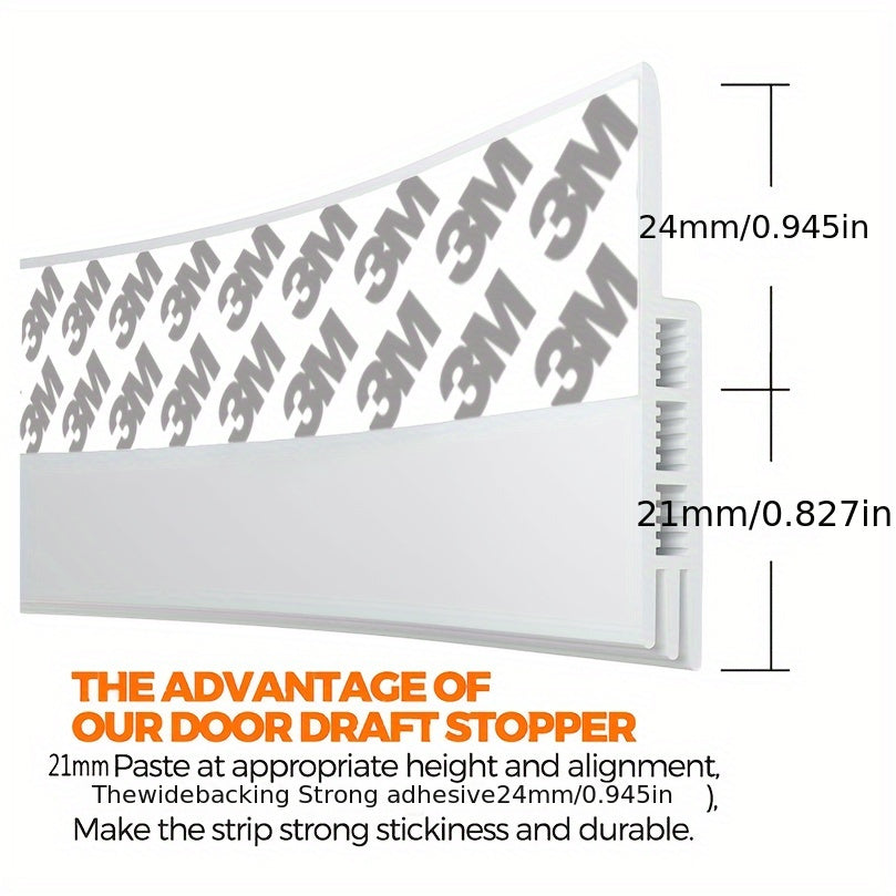 Silicone Door Draft Stopper with Adhesive Backing for Energy Savings & Noise Reduction | Under Door Seal Strip for Home Insulation | Thomler