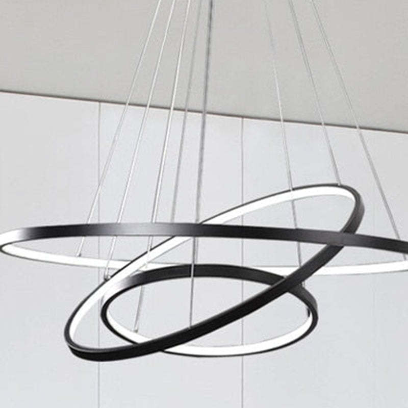 Modern LED Ring Chandelier with Adjustable Height – Metal & Acrylic Hanging Light for Living Room, Dining Room, Bedroom | Thomler