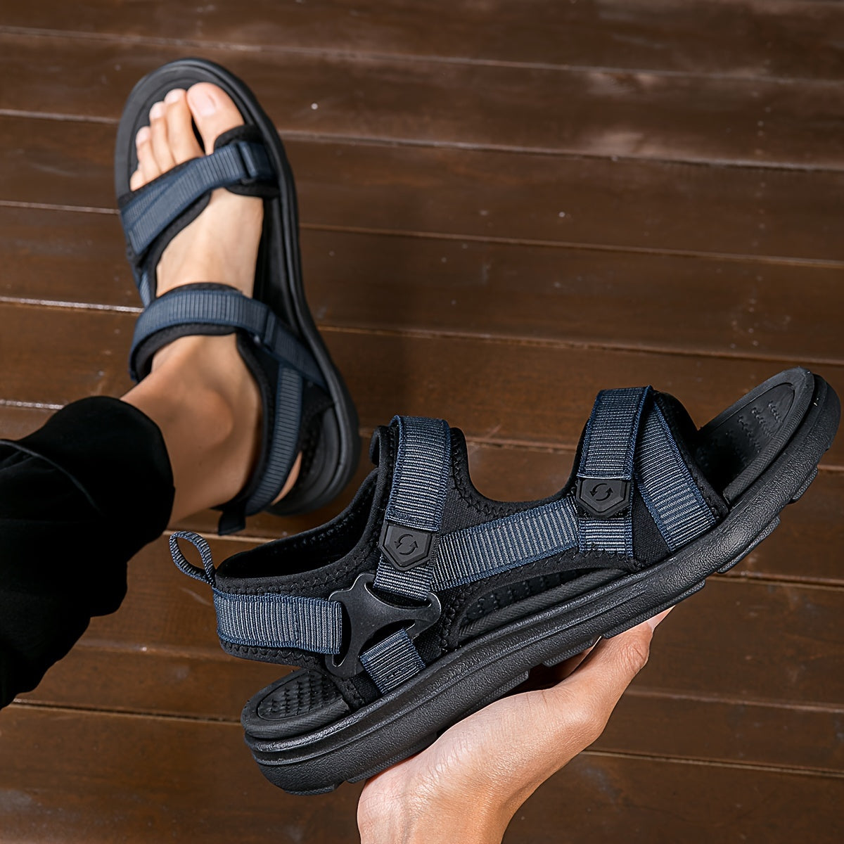 Men's Breathable Hiking Sandals with Adjustable Straps & Non-Slip Rubber Sole for Outdoor Adventures, Camping, Trekking & Trail Walking | Thomler