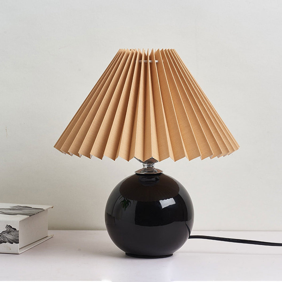Ceramic Table Lamp with Fabric Shade – Modern Accent Lighting for Bedroom, Living Room & Home Office | Thomler