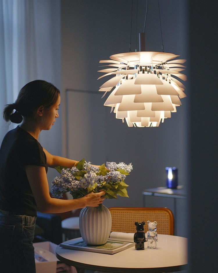 Pendant Light Metal Pinecone 20 in Adjustable Living Room Dining Area Chandelier Decorative Ceiling Fixture | Thomler