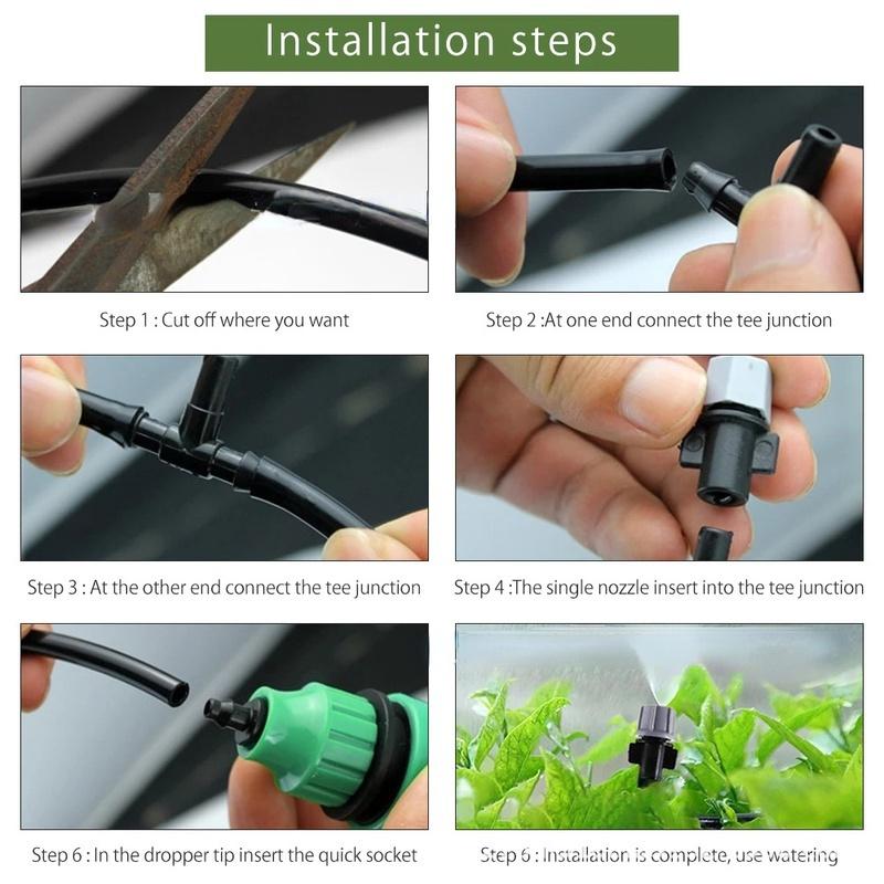 Adjustable Drip Irrigation System – 33 ft Hose with 10 Nozzles – Automatic Plant Watering for Garden Greenhouse & Patio | Thomler