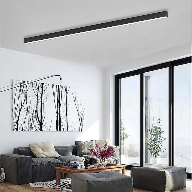 Ceiling Light Black Integrated LED 120.0 cm Modern Indoor Living Room Hallway Bedroom Lighting Fixture Minimalist Elongated Design | Thomler