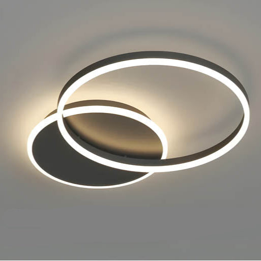 Ceiling Light Aluminium LED 98.0 cm Black Living Room Ring Flush Mount Modern Bedroom Lighting Fixture | Thomler