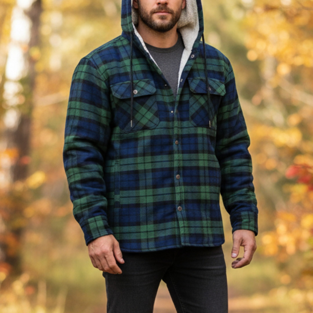 Hooded Flannel Shirt Jacket with Quilted Lining for Men – Thermal Button-Up Shacket for Fall & Winter | Thomler