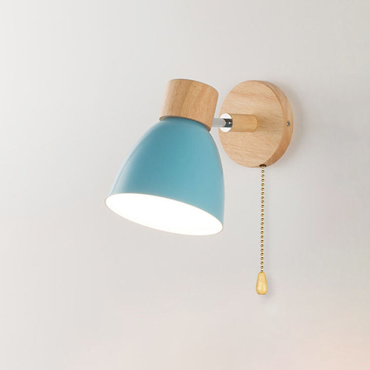 Wall Lamp Iron Wood 5.9 in Modern Bedroom Bedside Lighting Fixture E26 Hardwired Living Room Study Light | Thomler
