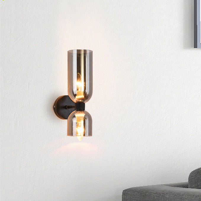 Glass & Iron Wall Sconce - Vintage-Inspired Dual-Light Fixture for Hallway, Bedroom & Dining Room - Hardwired Design with E12 Candelabra | Thomler