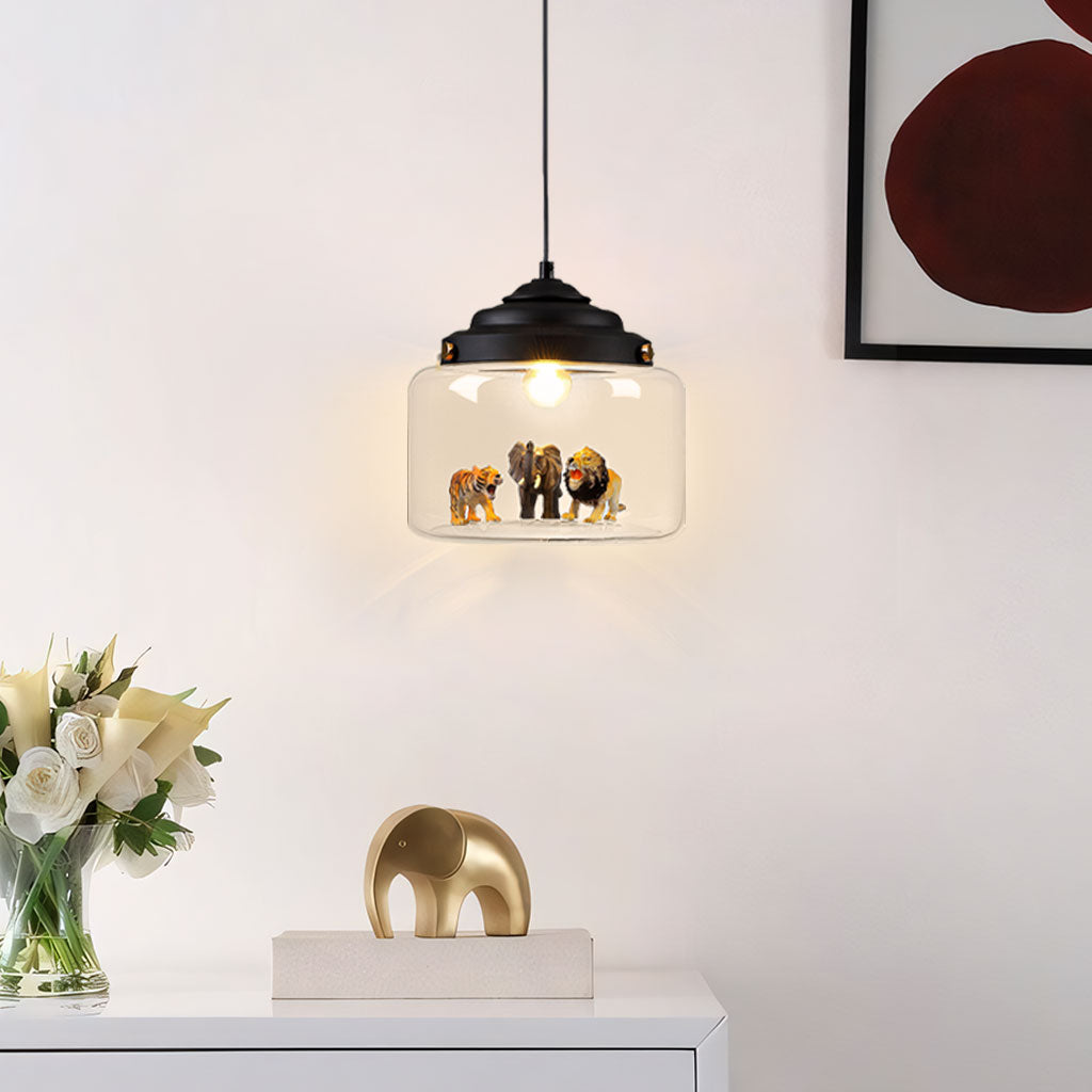 Pendant Light Glass 8.7 in Children’s Room Decorative Ceiling Lamp Whimsical Animal Theme Playful Lighting | Thomler