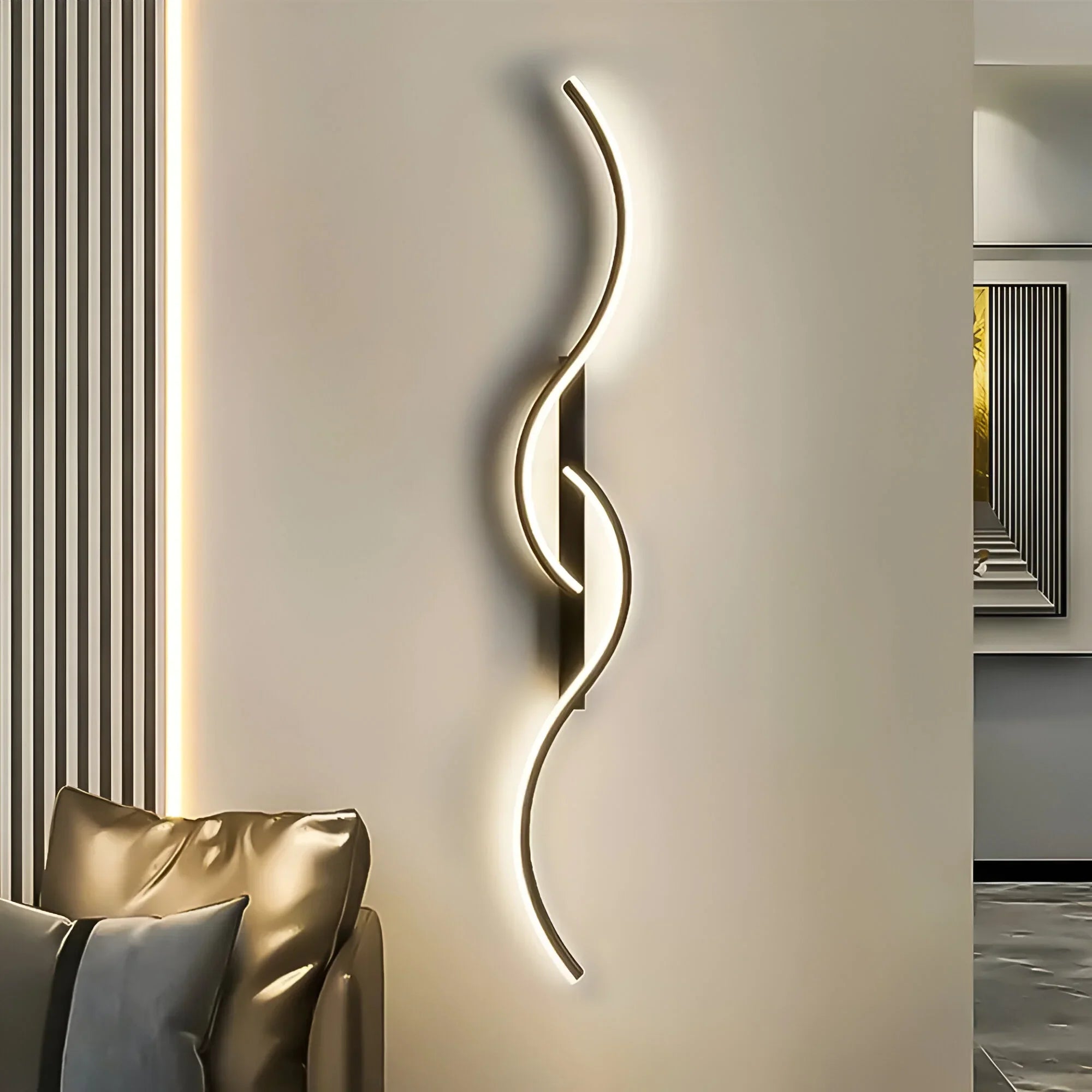 Sleek Arc LED Wall Sconce | Indoor Accent Lighting for Bedroom, Hallway, Living Room & Stairway | Contemporary Linear Design | 24 to 47 Inch | Thomler