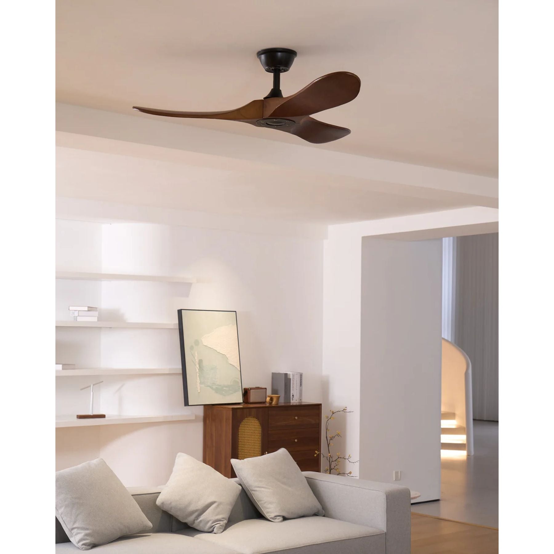 Ceiling Fan Wood 6 Speed Walnut Quiet Living Room Bedroom Remote Controlled Air Circulation Ceiling Mounted | Thomler