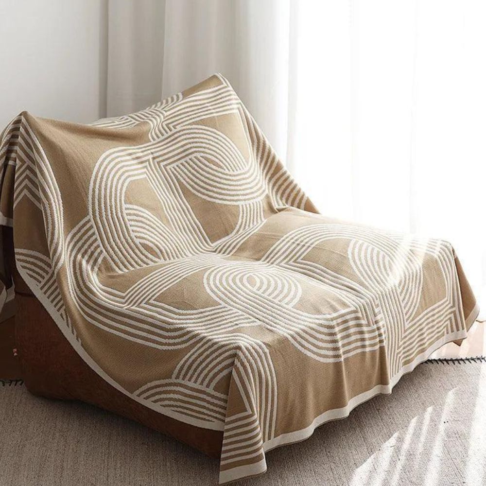 Reversible Geometric Knit Throw Blanket – Lightweight Microfiber for Couch, Bed & Decor | Thomler