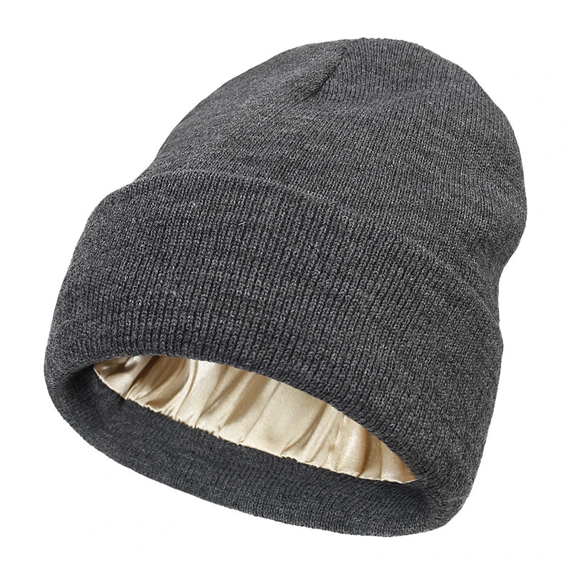 Women's Knit Beanie with Silky Interior Lining – Cold Weather Hair Protection Cap for Winter | Thomler
