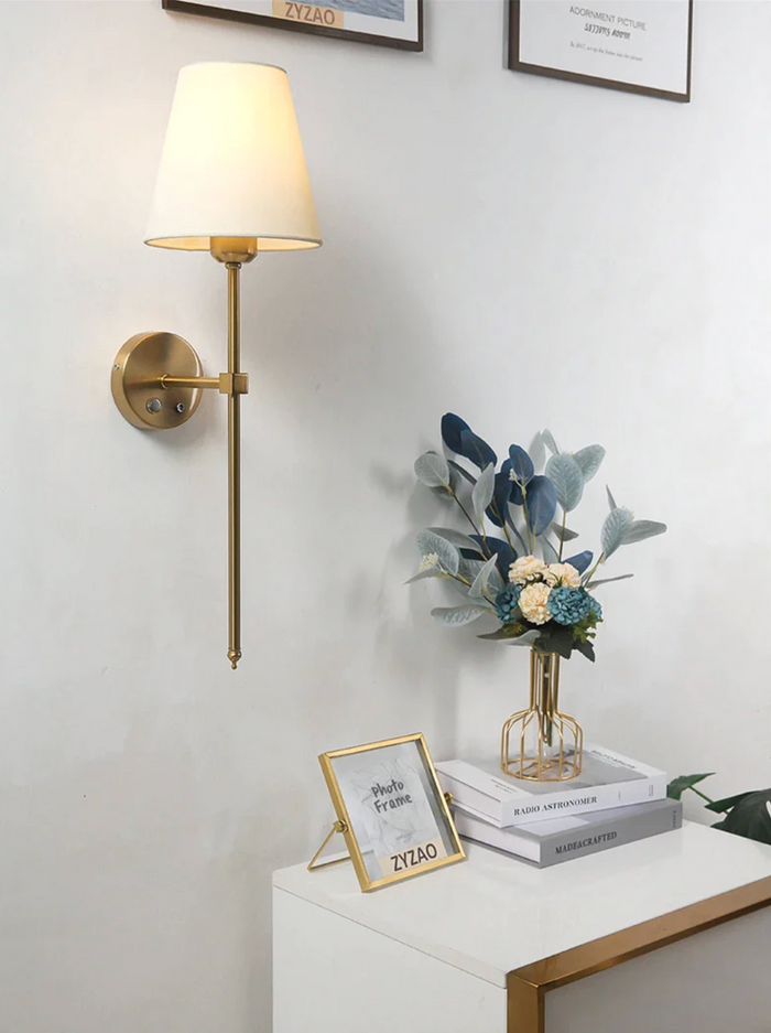 Wall Lamp Metal 57.0 cm (22.4") Wireless LED Bedroom Hallway Reading Light Remote Control Rechargeable Accent Lighting | Thomler