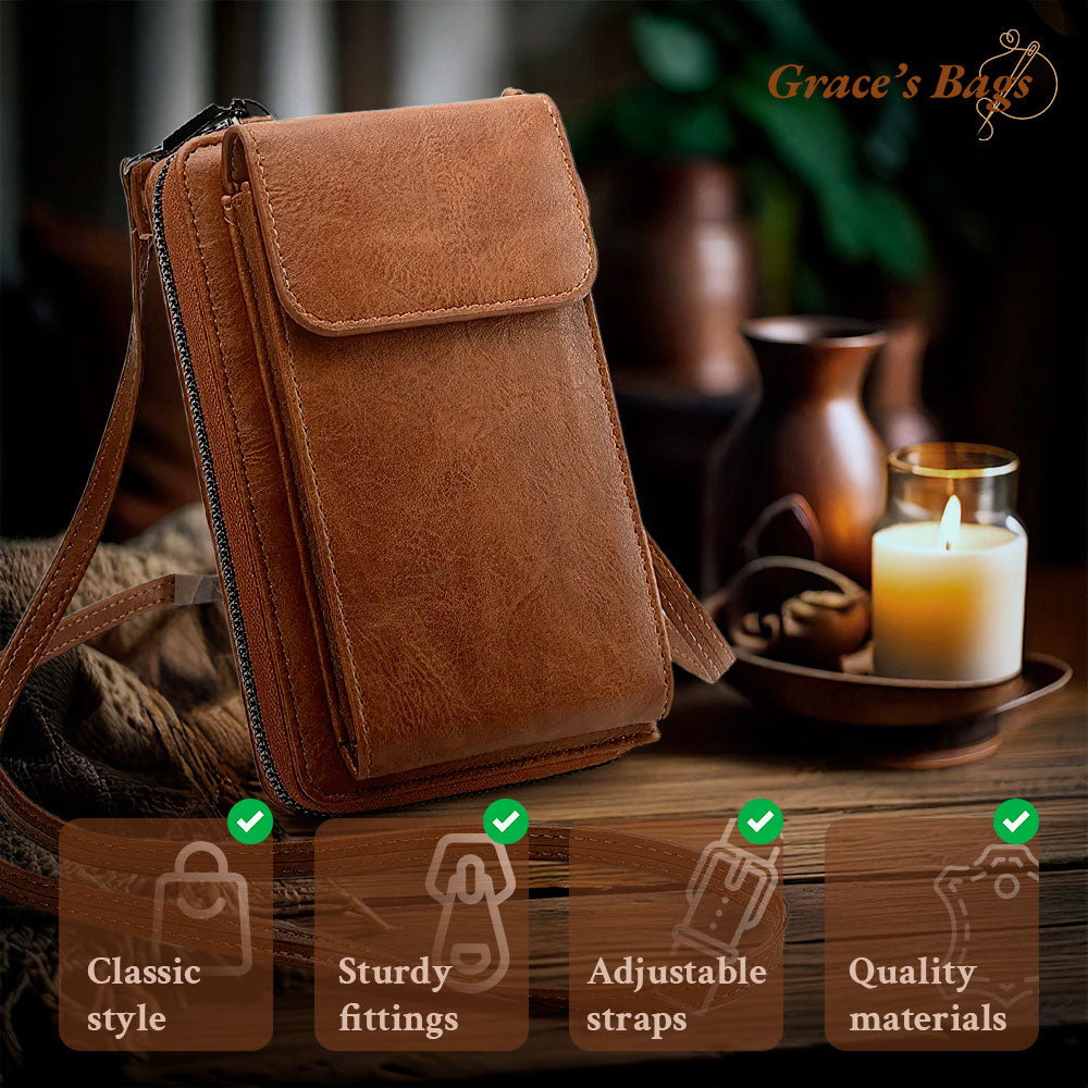 Crossbody Leather Purse – Adjustable Strap Small Handbag with Flap Closure for Women, Compact Everyday Shoulder Bag for Casual & Evening | Thomler