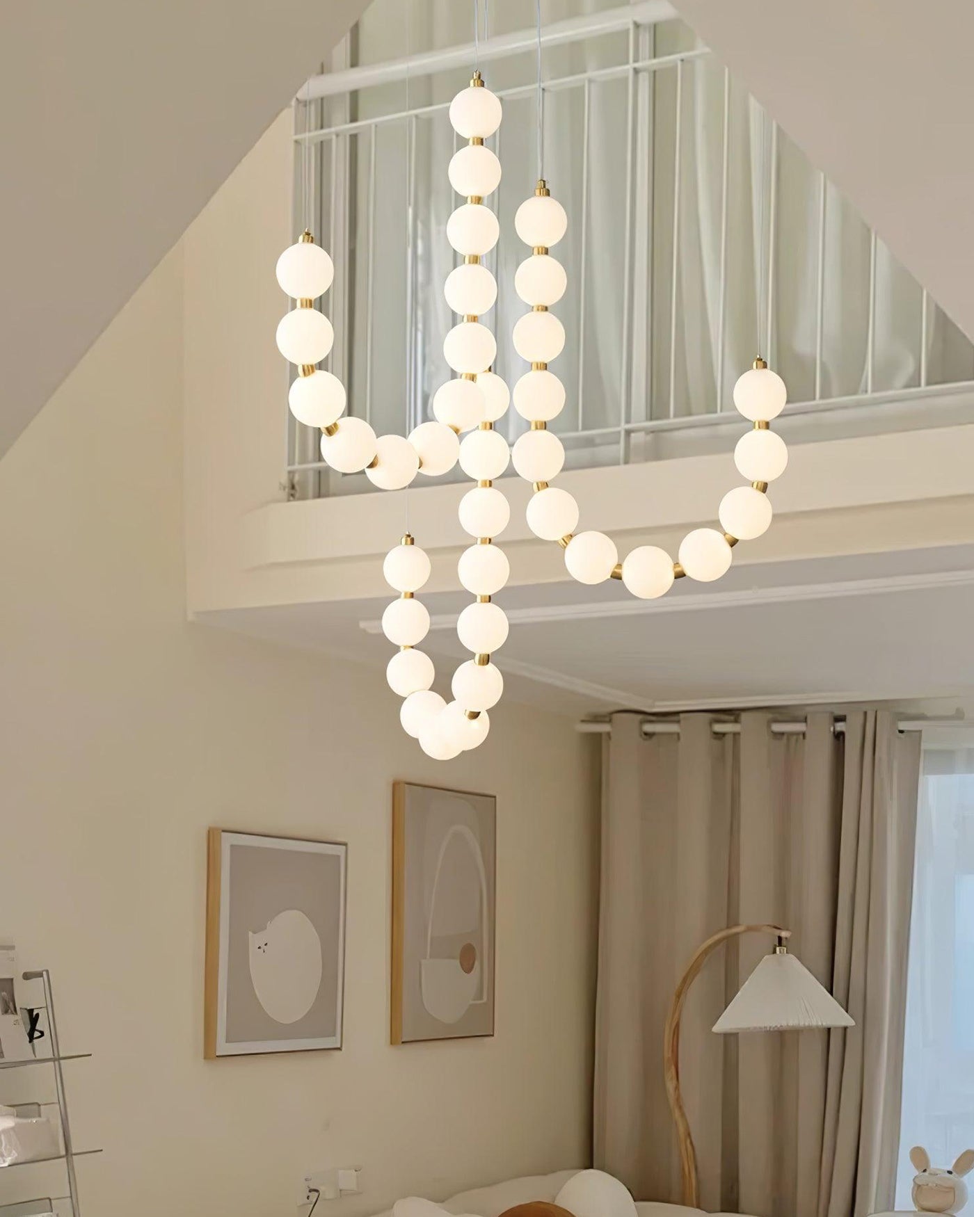 Chandelier Milk Glass String 39 in Modern Dining Room Kitchen Living Room Lighting Fixture | Thomler