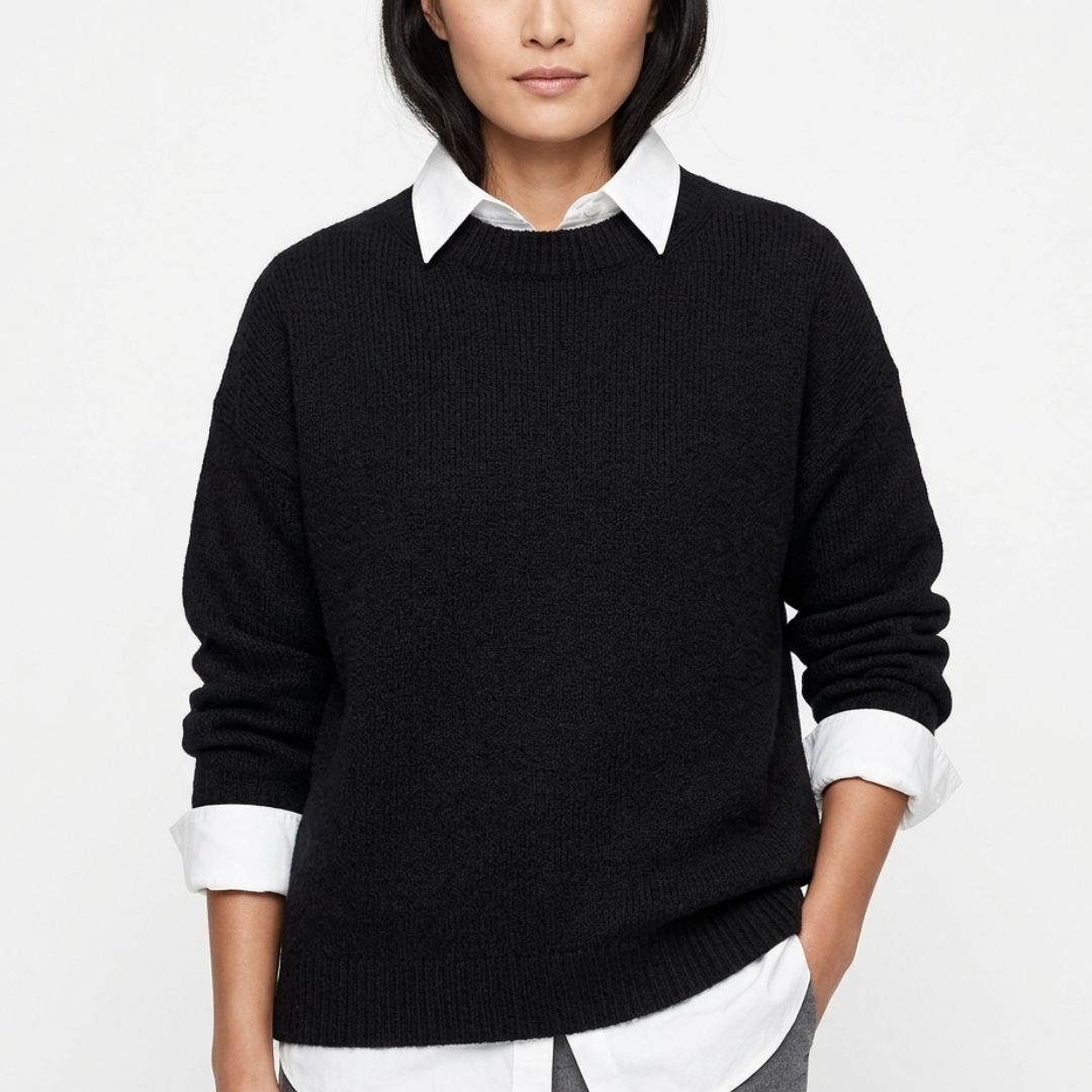 Women's Relaxed Pullover Sweater in Soft Polyester – Crew Neck Long Sleeve Casual Top for Everyday Comfort & Layering Year-Round | Thomler