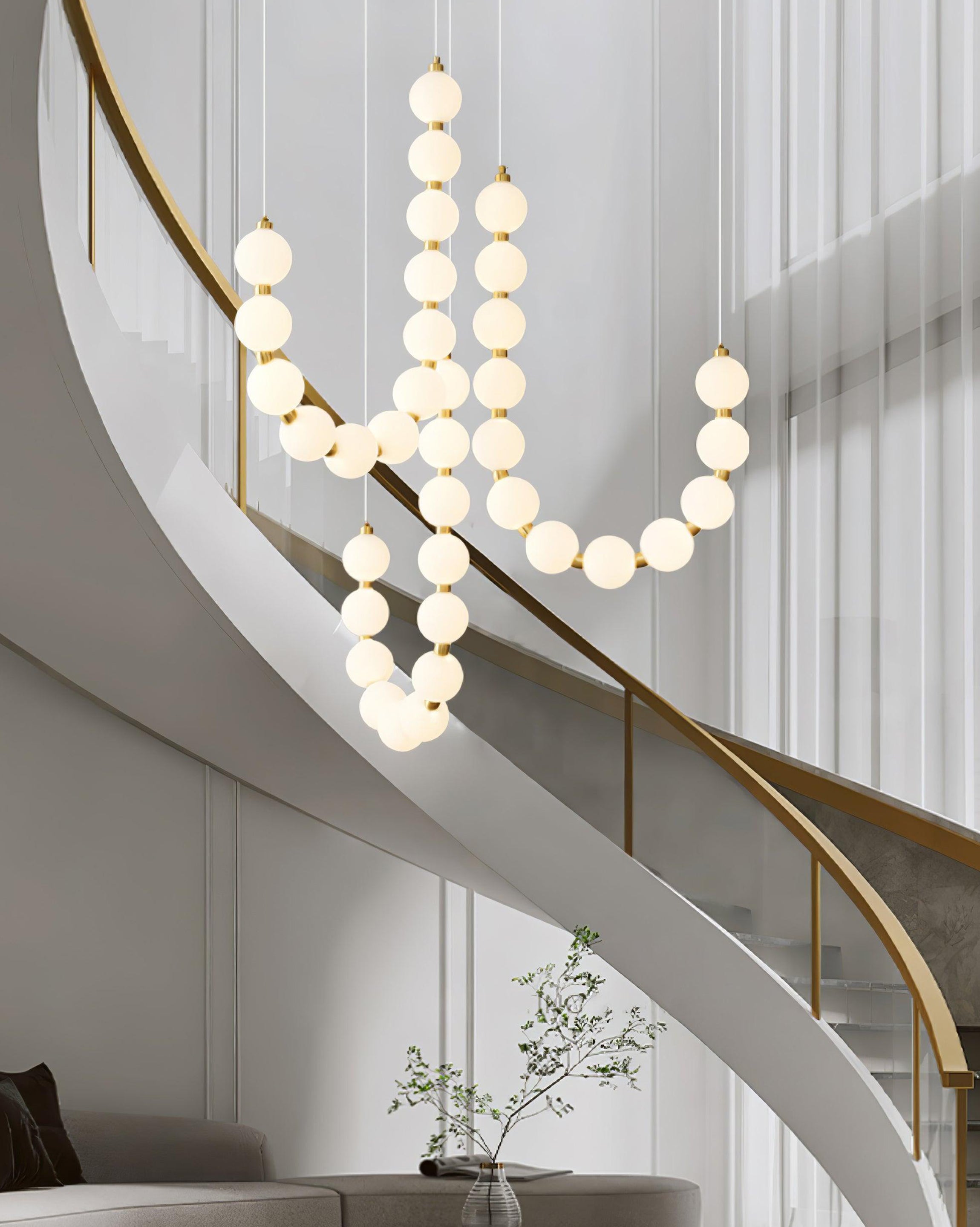 Chandelier Milk Glass String 39 in Modern Dining Room Kitchen Living Room Lighting Fixture | Thomler